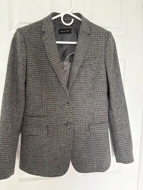 Massimo Dutti Gray Houndstooth Blazer